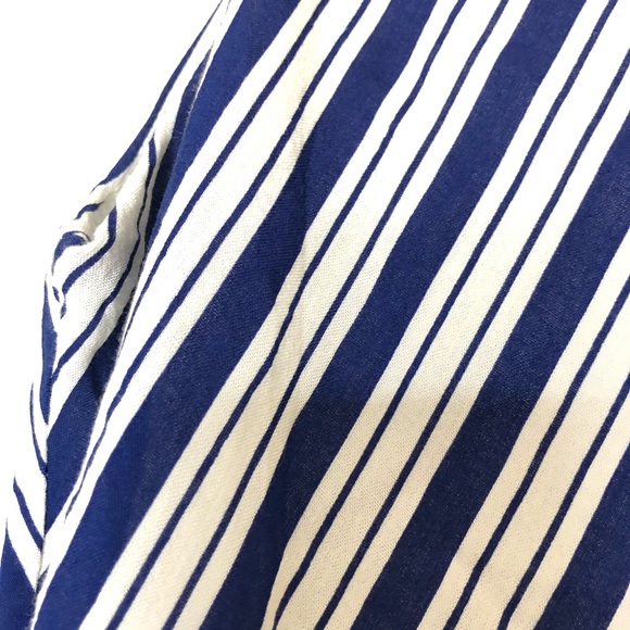 PEACH LOVE Striped Mini Dress V Neck Ruffle Blue White Size Medium - Picture 7 of 11